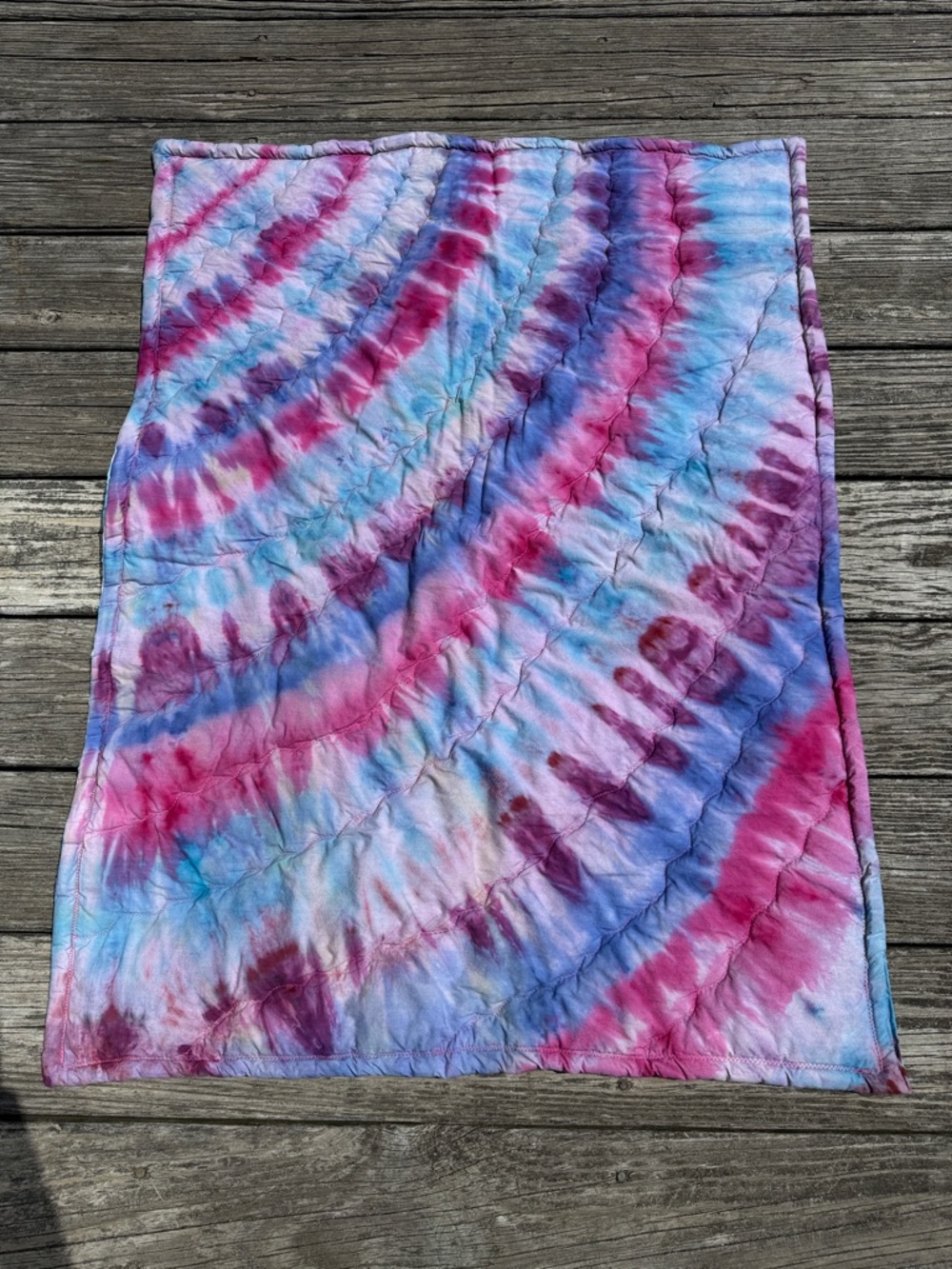 Tie-Dye Quilted Throw - Pink, Blue & Purple